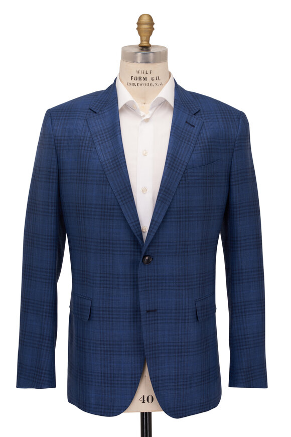 Zegna - Blue Plaid Wool & Silk Sportcoat 