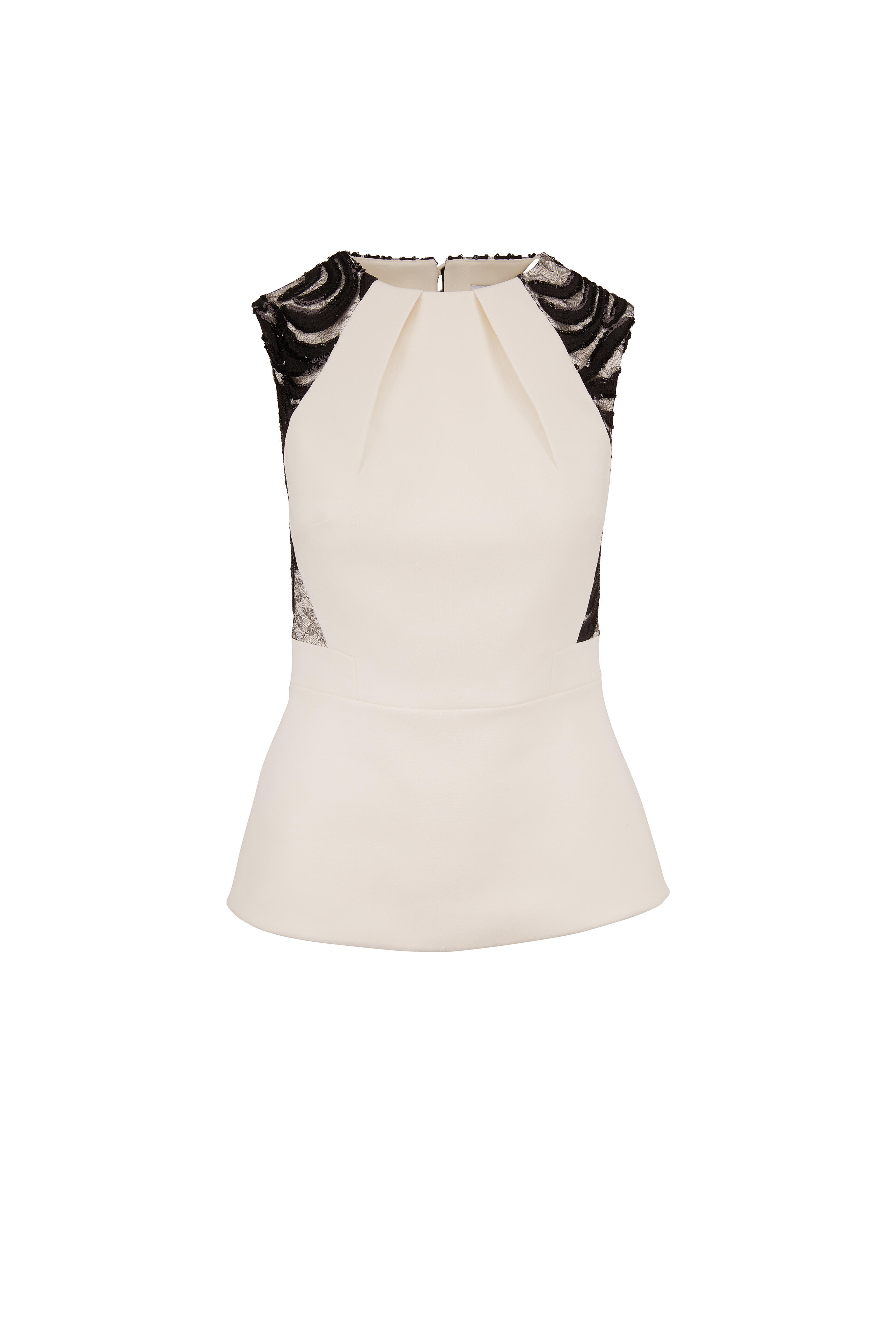 Safiyaa - Ivory Sequin & Lace Back Peplum Top