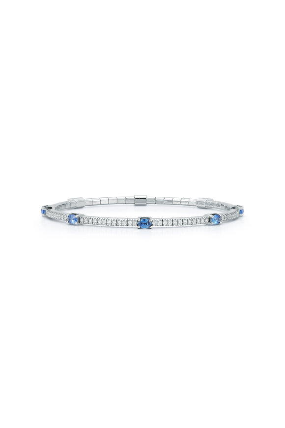 Demeglio 18k White Gold Sapphire & Diamond Tennis Bracelet - view 1