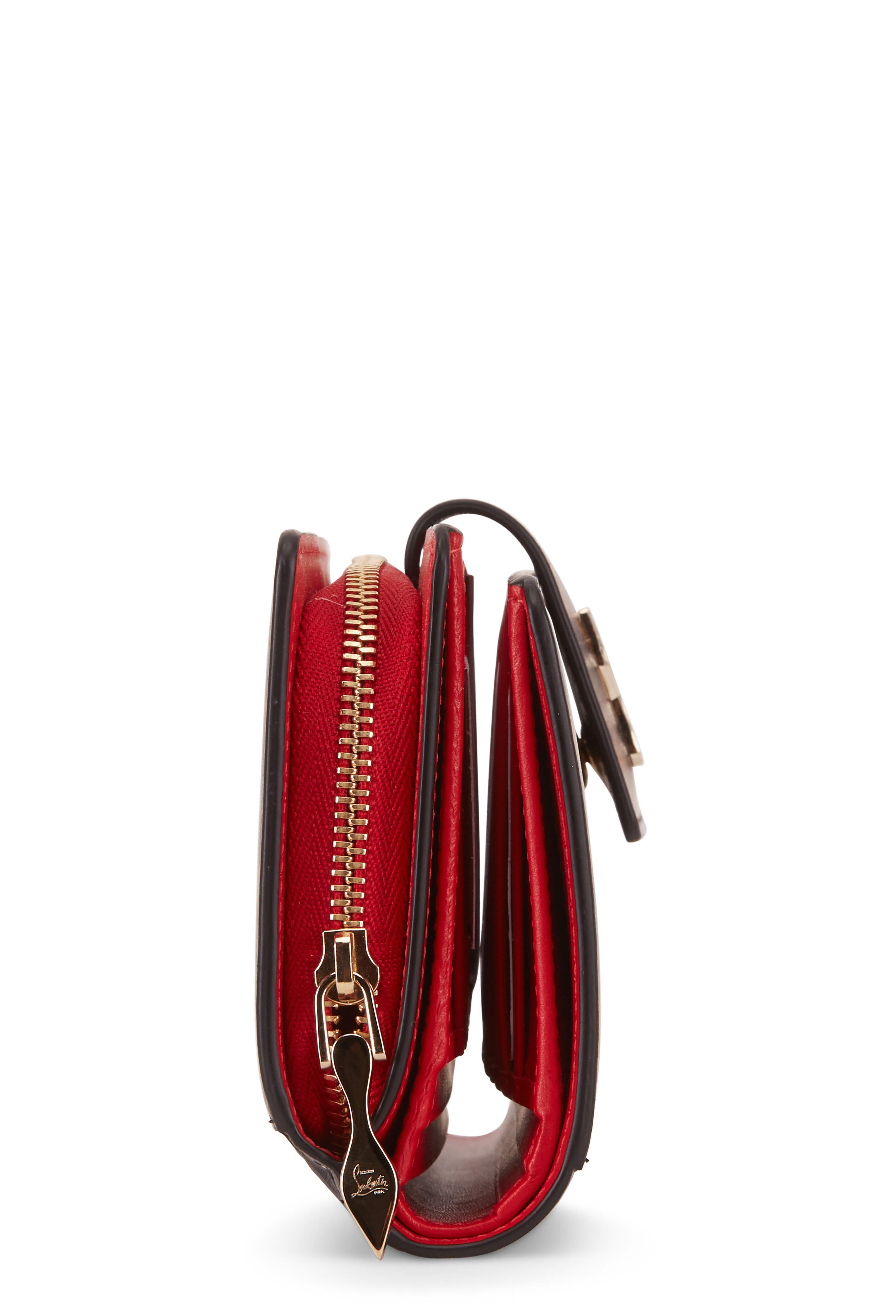 Christian Louboutin - Paloma Black & Leopard Print Leather Flap Wallet