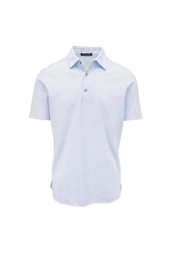 Loro Piana Celestial Blue Brenna Cotton Polo