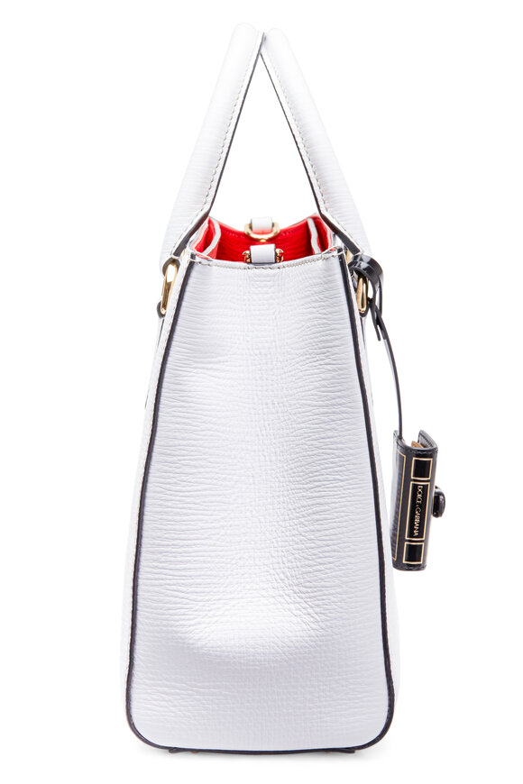 Dolce & Gabbana - Clara White Textured Leather Medium Satchel 