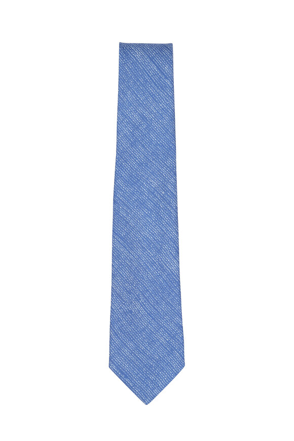 Kiton - Light Blue Silk & Linen Necktie 