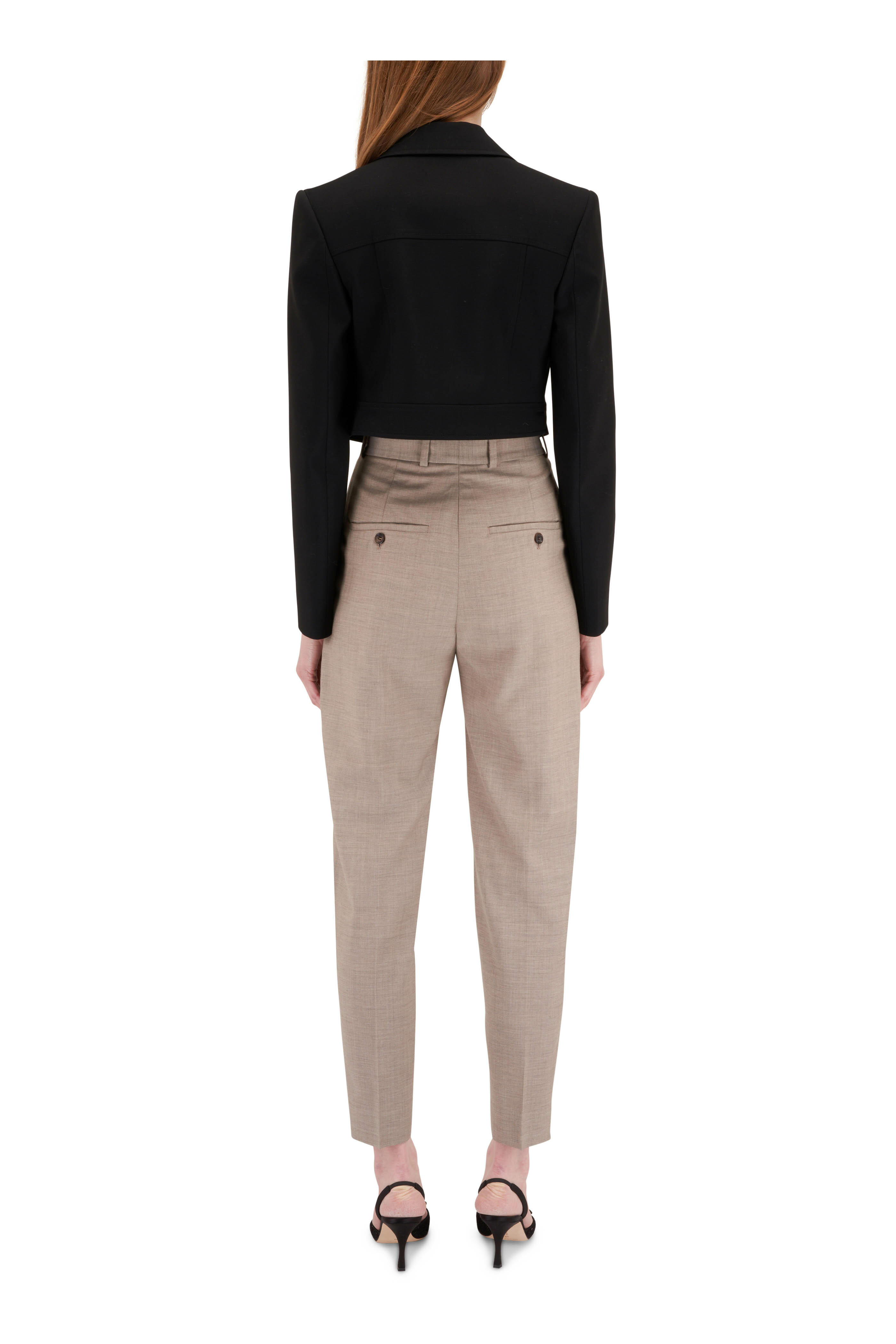 アウターその他 MCQUEEN Cropped nail McQueen - Black Tailored Striped Slash Jacket | Mitchell Stores