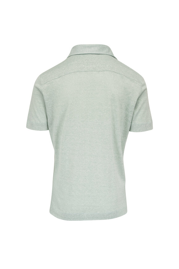 Maurizio Baldassari Green Iceberg Linen & Cotton Polo - view 3