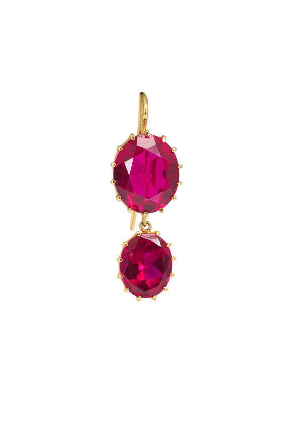 Renee Lewis 18k Yellow Gold Synthetic Ruby Earrings - view 2