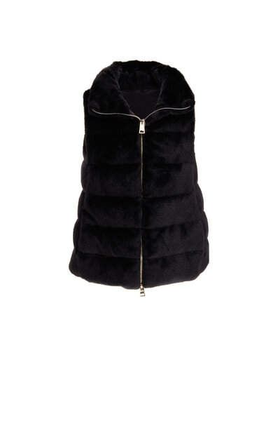 Herno - Black Nylon Fitted Long Puffer Vest | Mitchell Stores