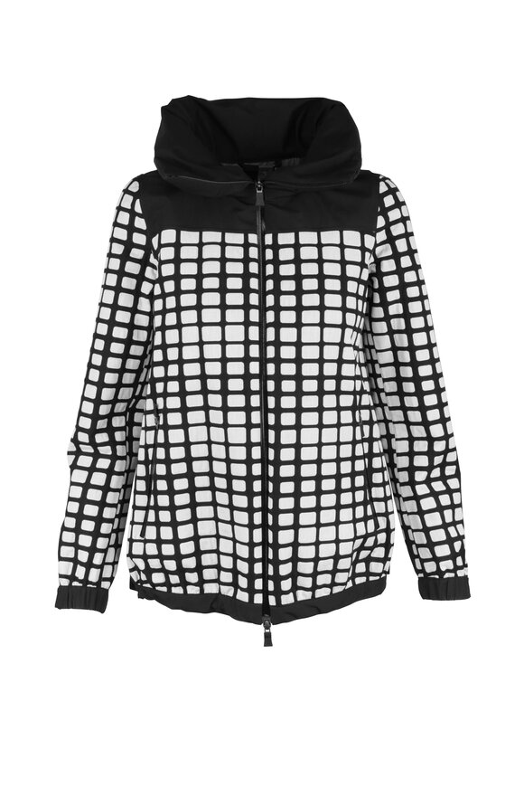 Herno - Black & White Grid Pattern Weather Proof Jacket 