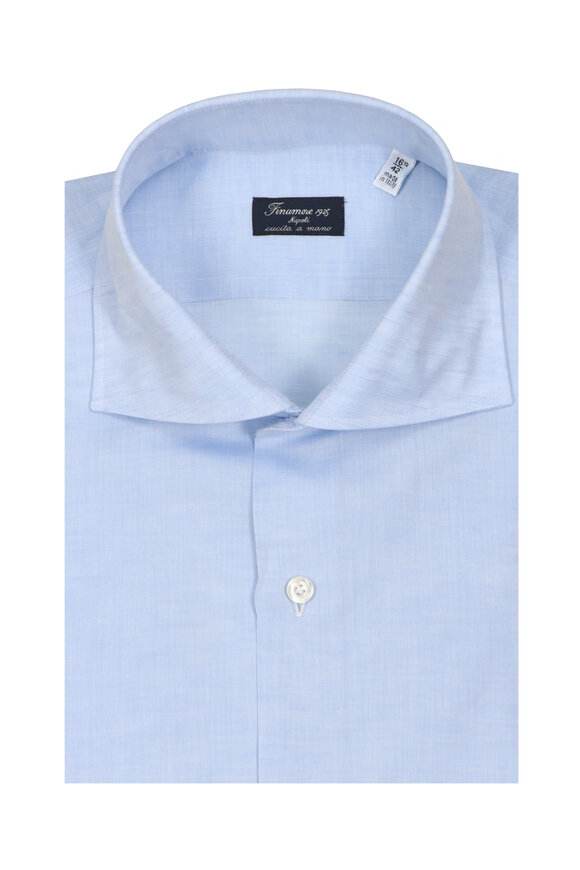 Finamore Light Blue Cotton Dress Shirt