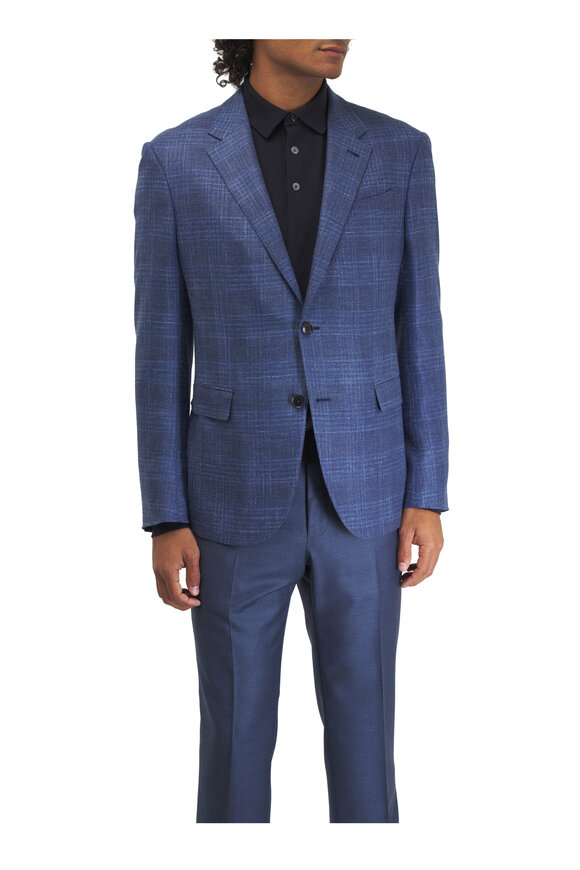 Zegna - Blue Crossover Plaid Sportcoat 