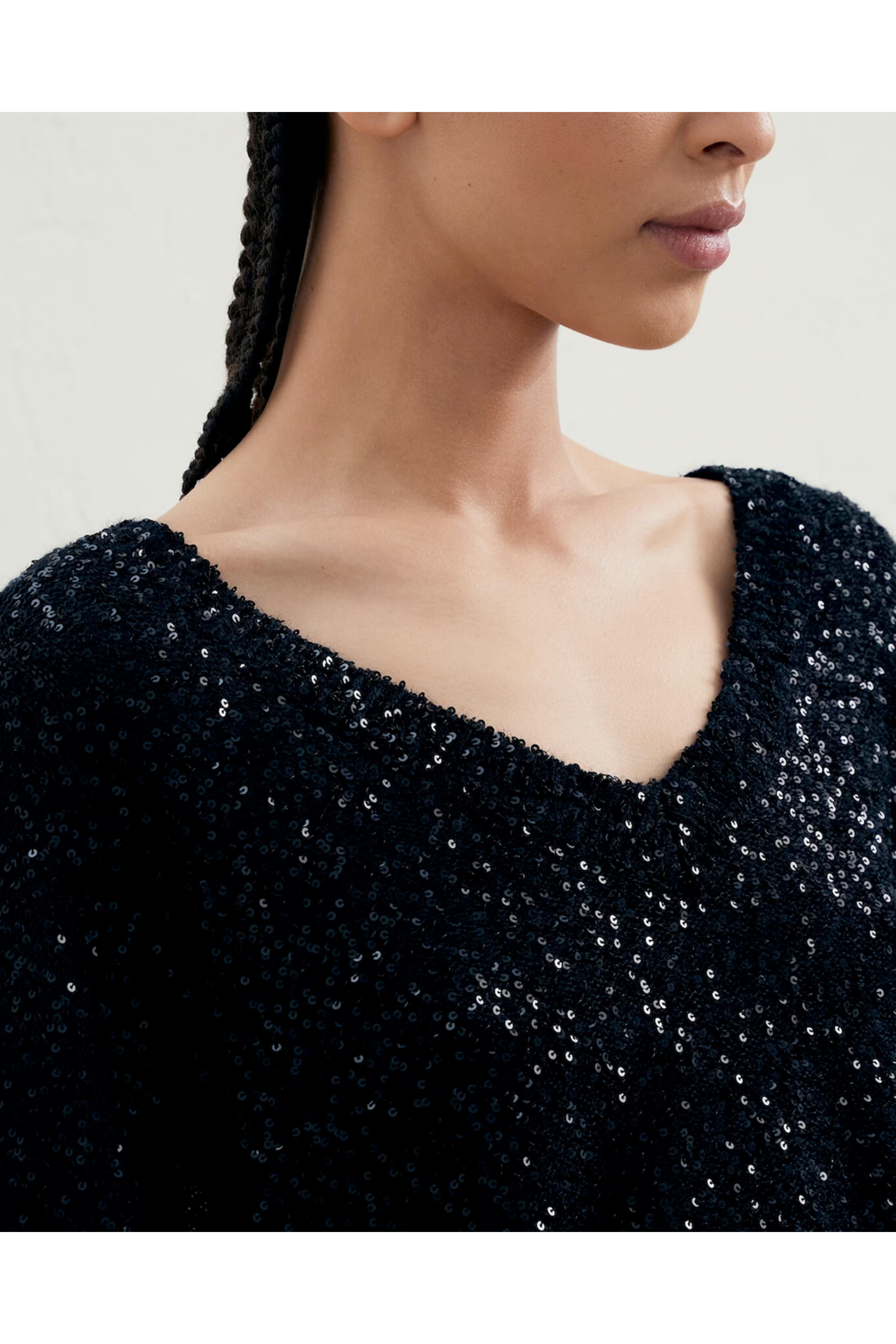 BRUNELLO CUCINELLI★Paillette Cashmere Silk Sweater Dress Brunello Cucinelli - White Linen & Silk Paillette Sleeveless