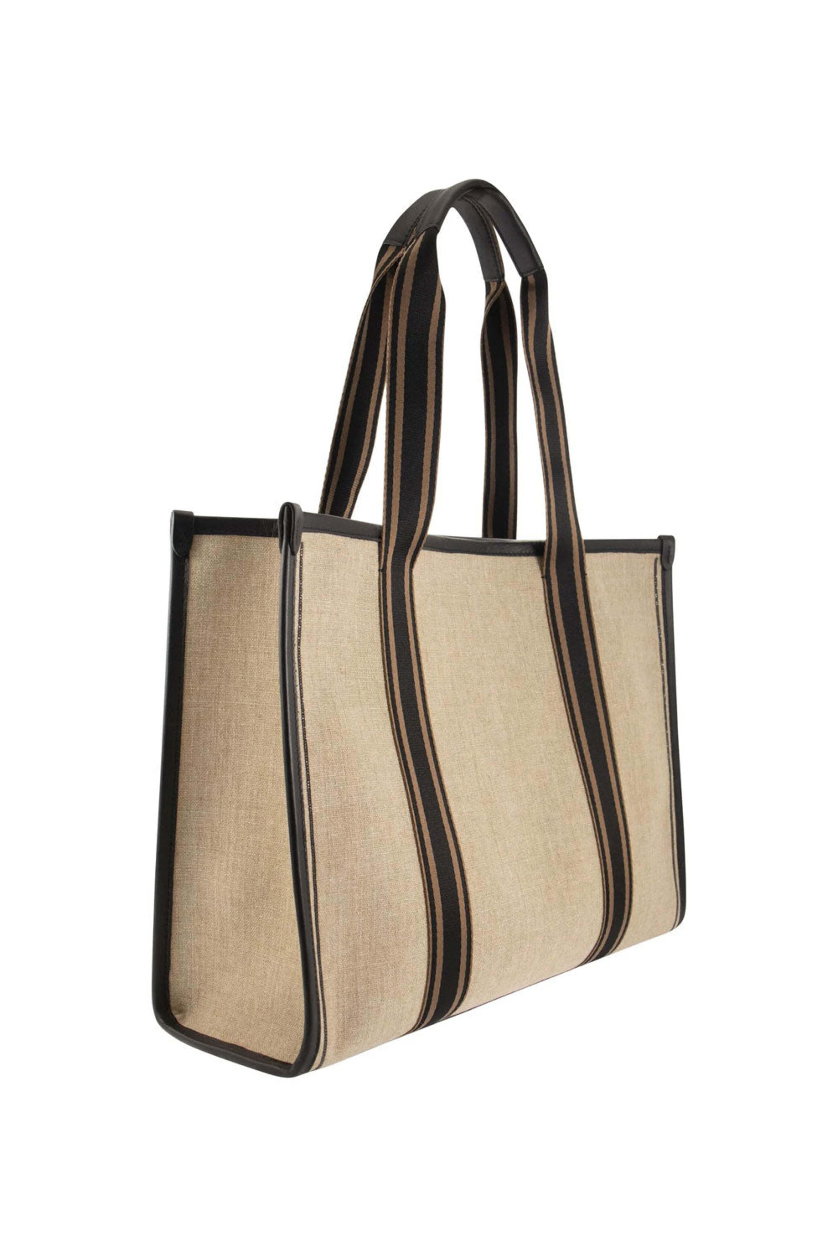 Brunello Cucinelli - Leather Trimmed Canvas Tote in Natural