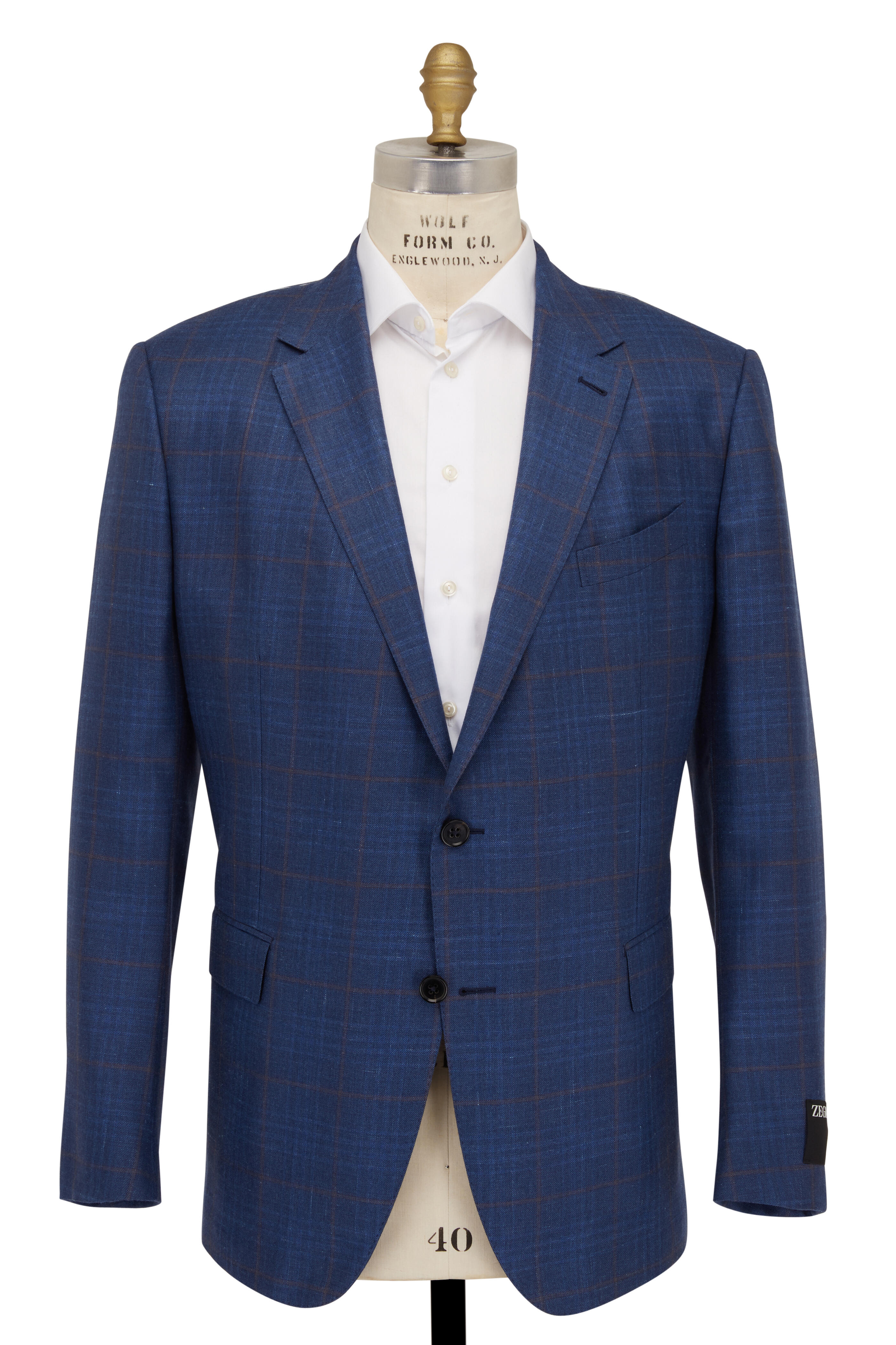 Zegna - Blue & Vicuna Windowpane Check Sportcoat