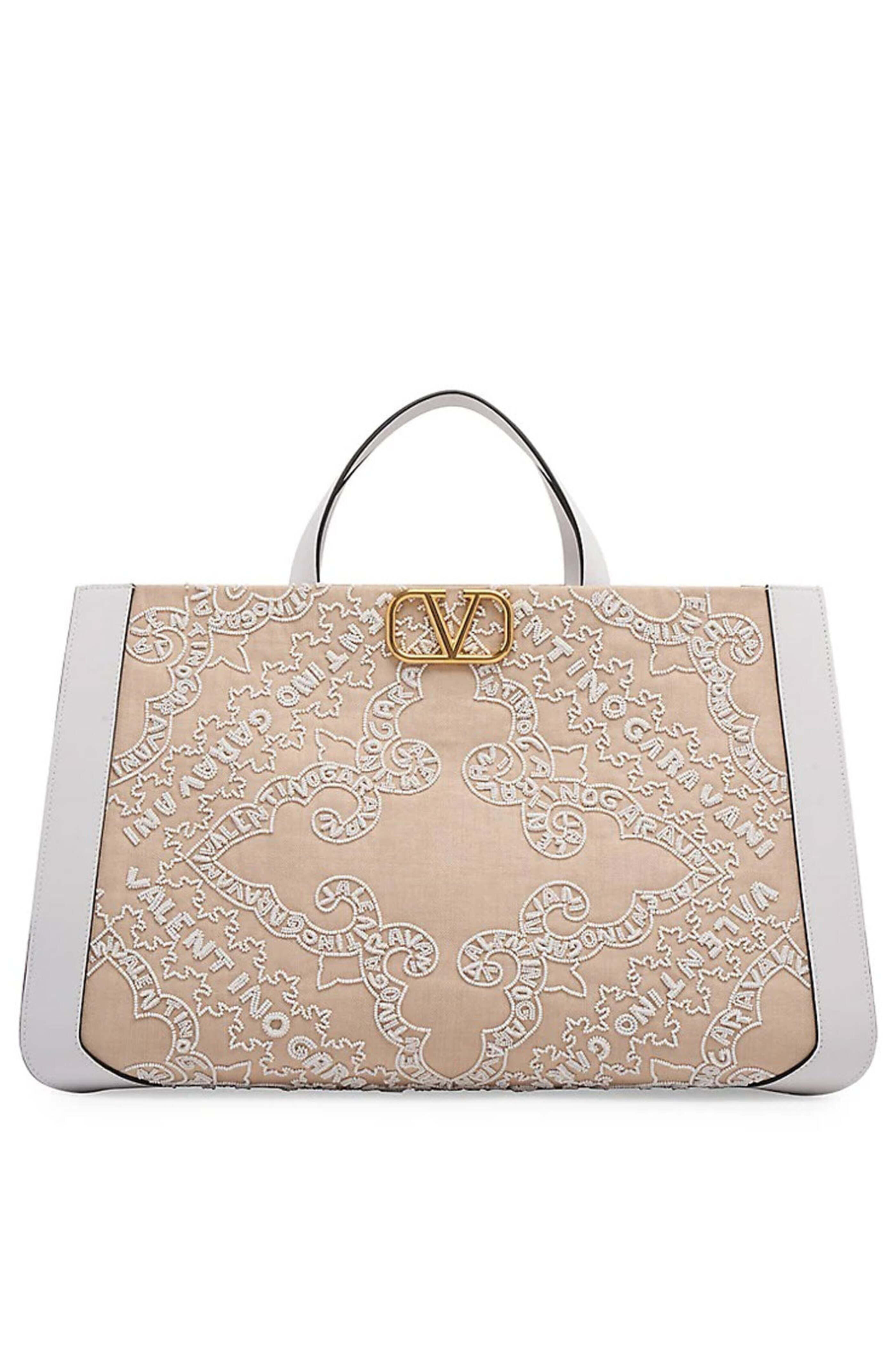 Valentino Garavani - VLOGO Embroidered Raffia Tote Bag