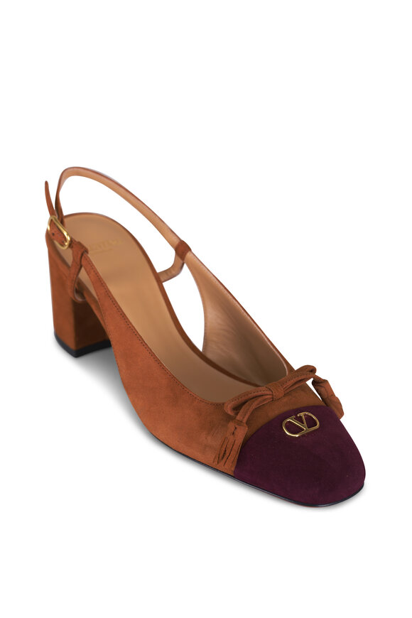 Valentino Garavani Camel Valet Du Roi Kid Slingback Pump, 60mm - view 1