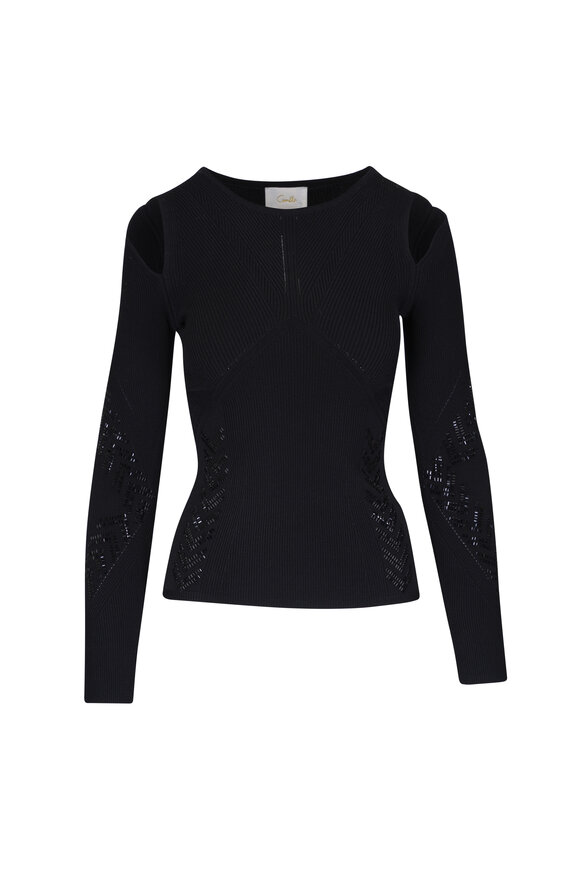 Camilla Engineered Cut Out Long Sleeve Knit Top