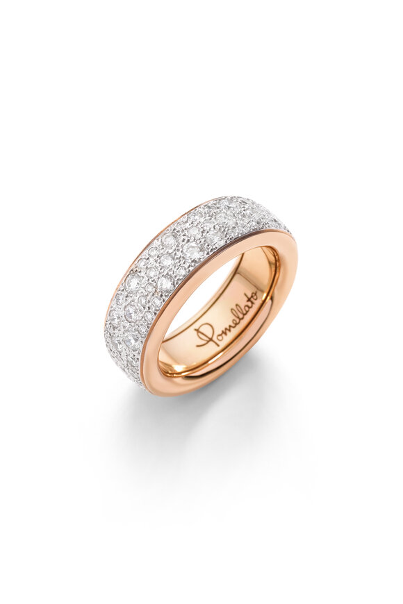 Pomellato 18k Rose Gold Diamond Iconica Slim Ring