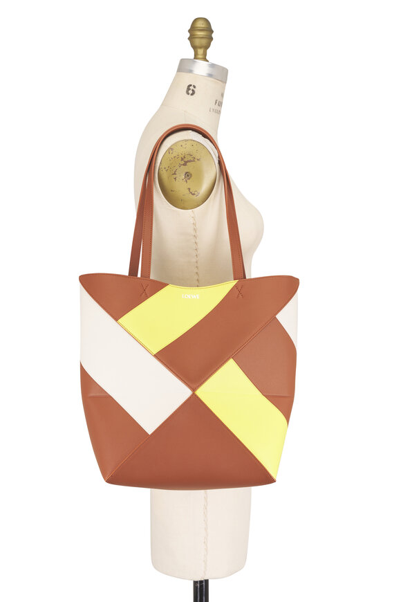 Loewe Medium Puzzle Fold Tan Multi Leather Tote - view 7