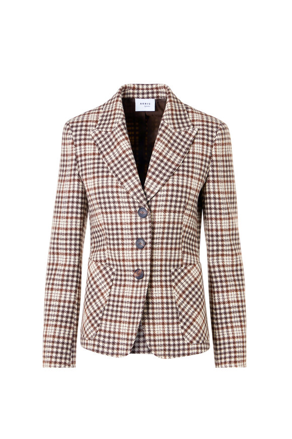 Akris Punto White Winter Plaid Tweed Blazer - view 1