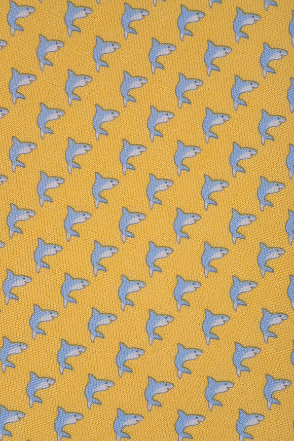 Ferragamo Yellow Shark Print Silk Necktie - view 2