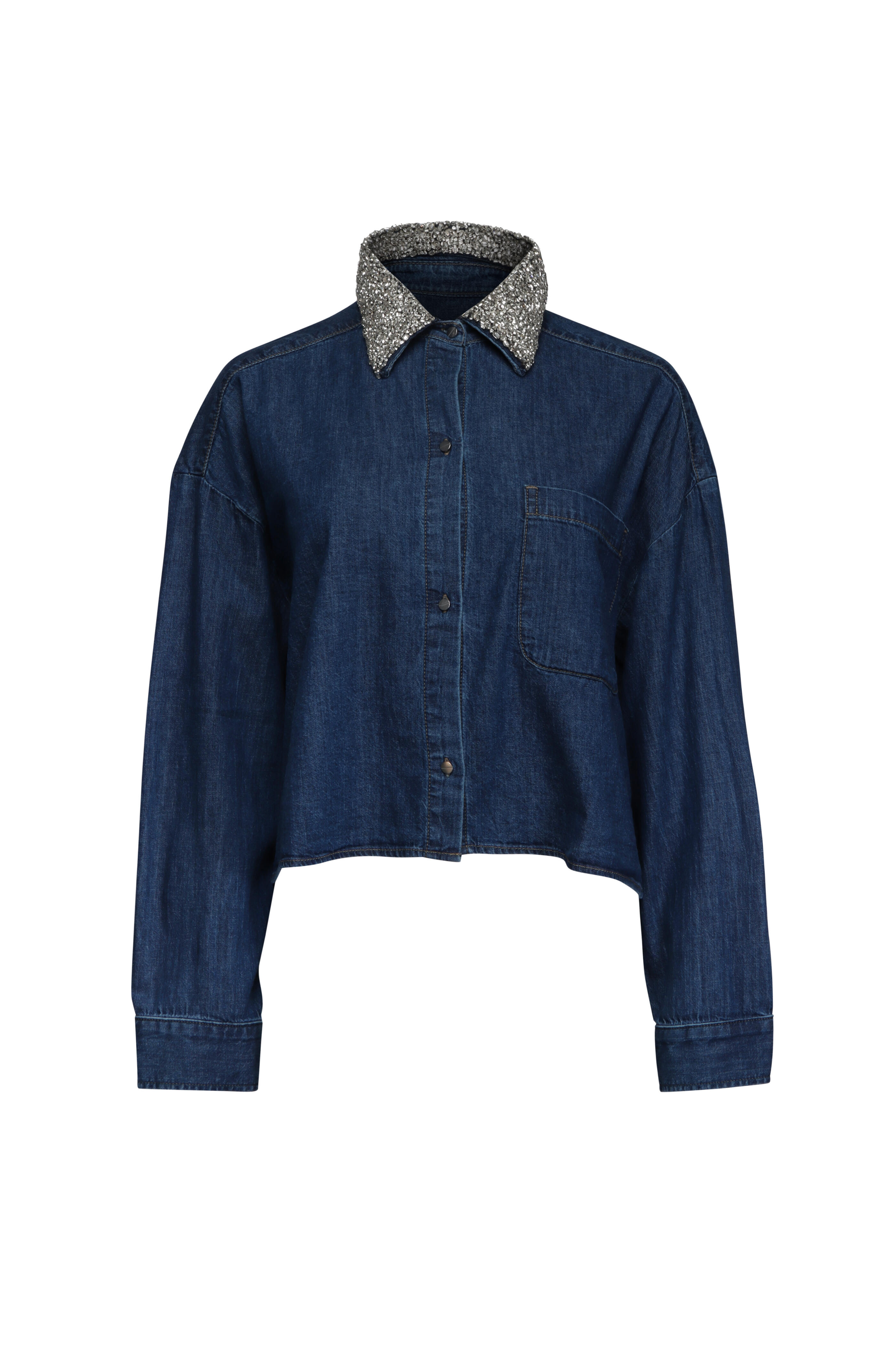 TWP - My Ex Light Indigo Denim Crystal Collar Shirt