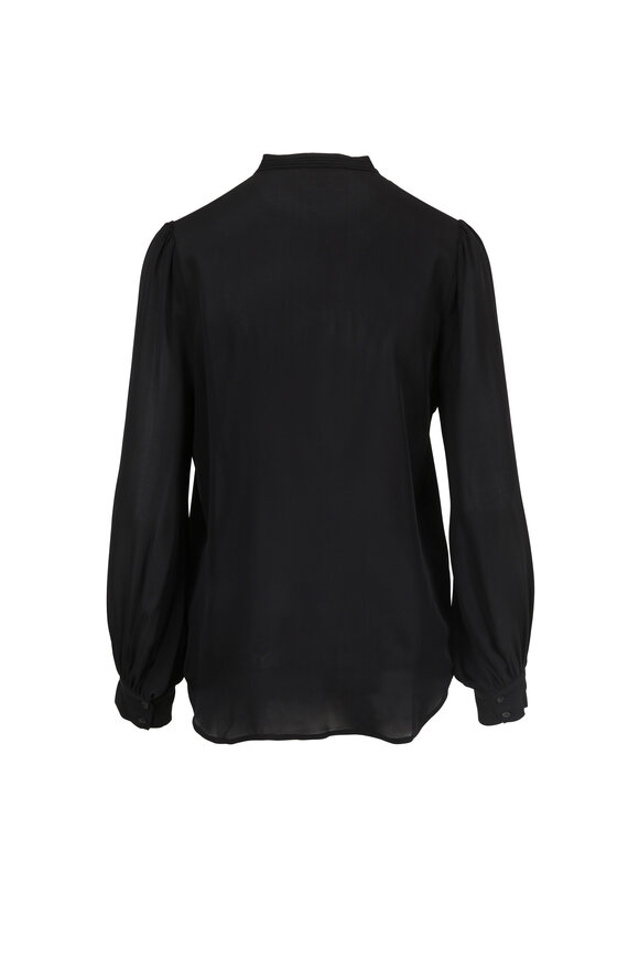 L'Agence - Black Pintuck Silk Blouse