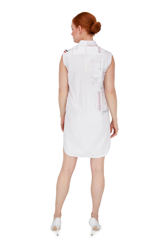 Thom Browne - White Poplin Patchwork Sleeveless Dress 