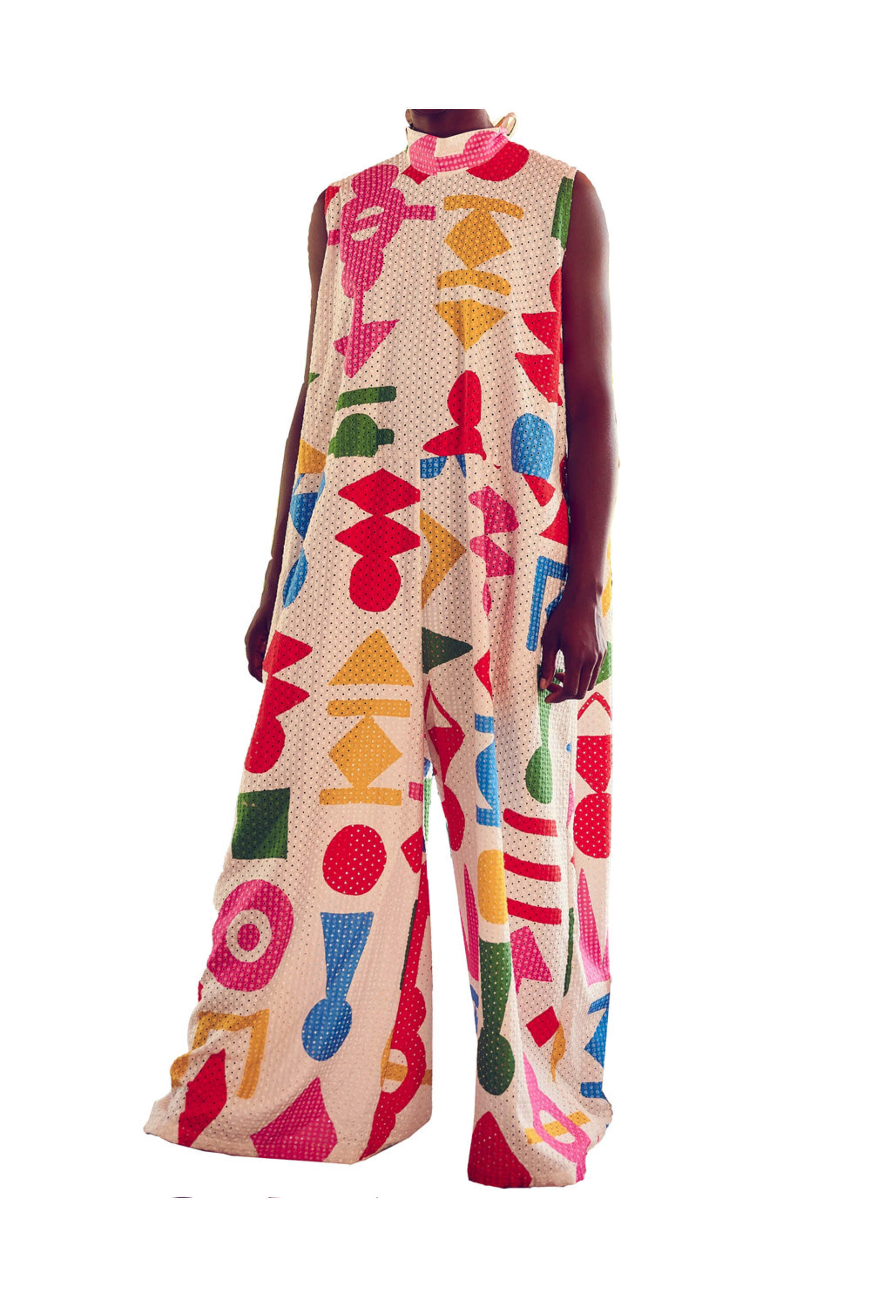 Rianna + Nina - Mikado Multi Geometria Overall Heidi Lace