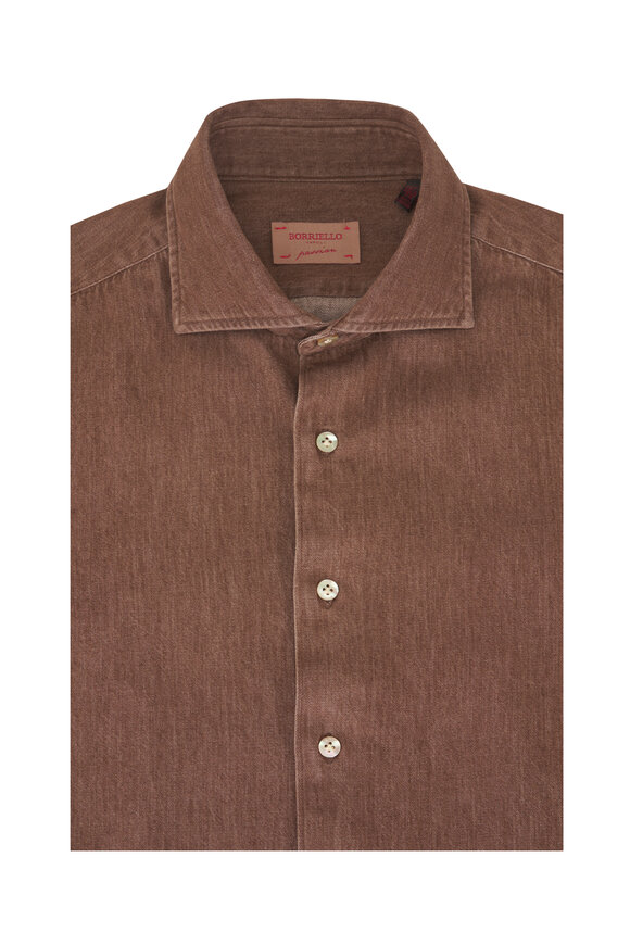 Borriello Light Brown Denim Dress Shirt - view 1