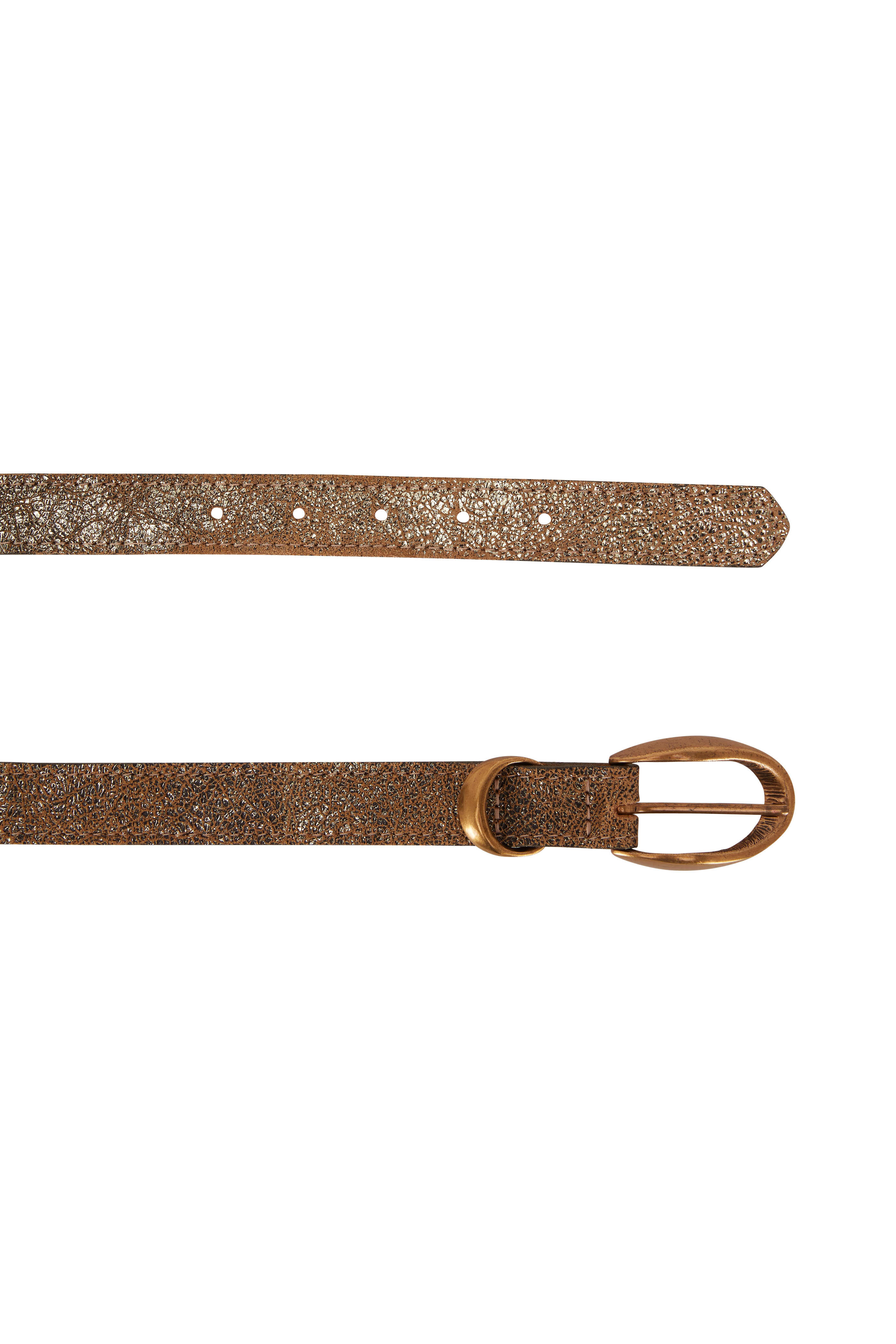 Kim White - Gold Etched Leather Antique Buckle Belt