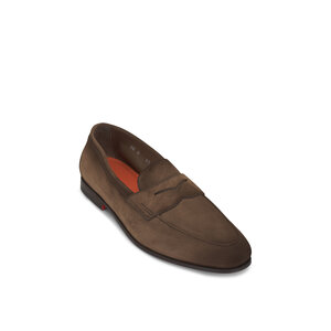 ローファー・オックスフォード SANTONI BROWN SUEDE LOAFERS Santoni Brown Suede Loafers