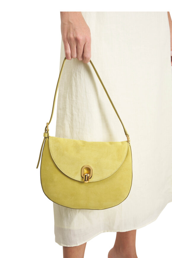 Savette Small Tondo Chartreuse Suede Hobo Bag - view 2