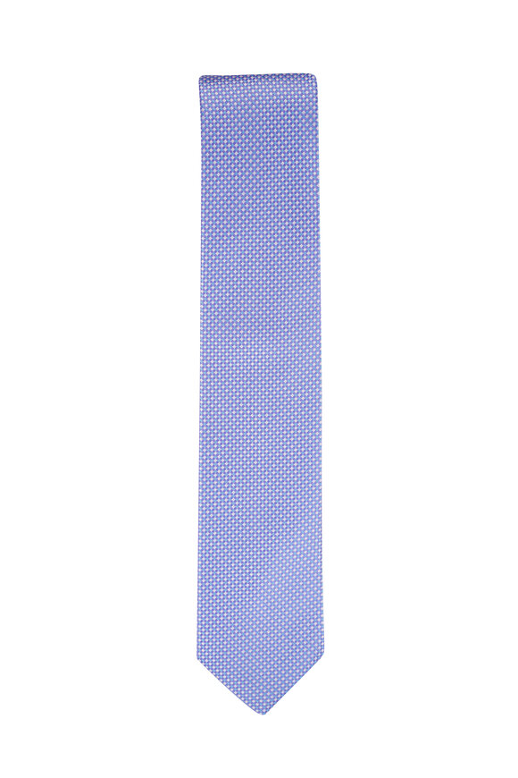 Eton Purple & Blue Check Silk Necktie 
