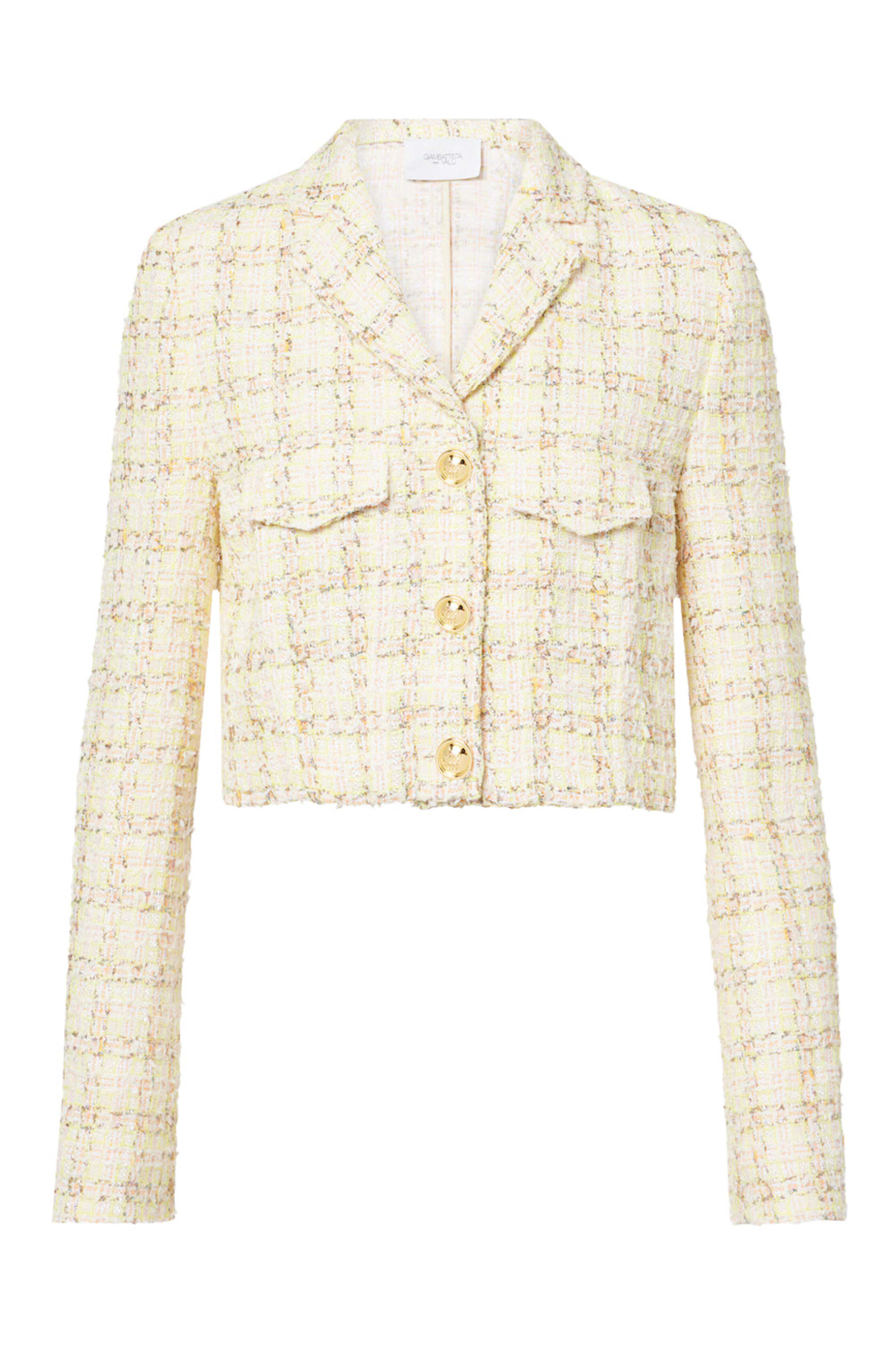 Giambattista Valli - Yellow Boucle Tweed Crop Jacket