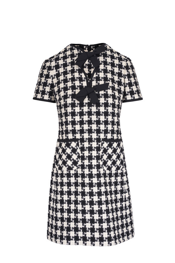 Valentino Houndstooth Check Tweed Mini Dress