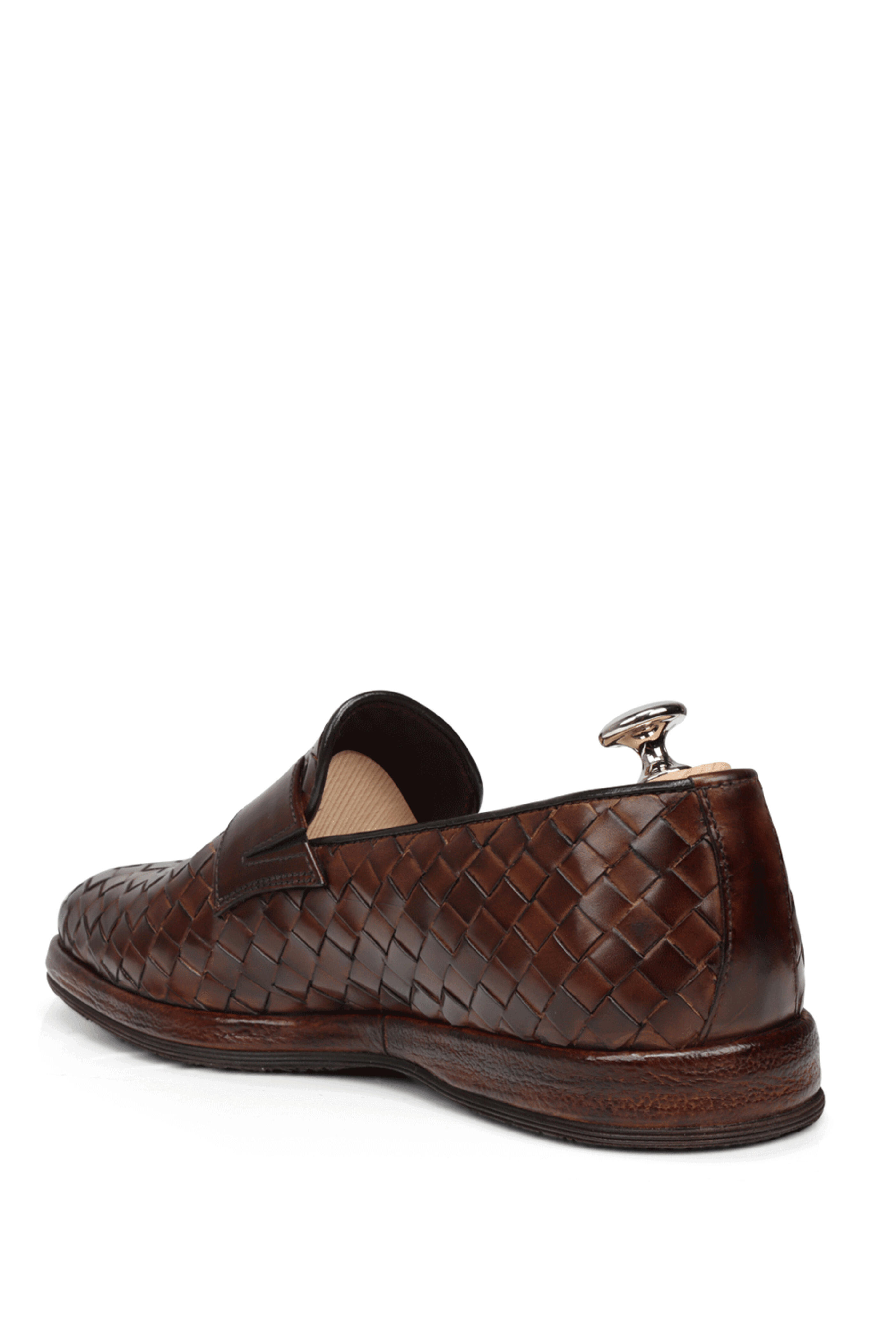Bontoni - Attraente Medium Chocolate Woven Leather Loafer