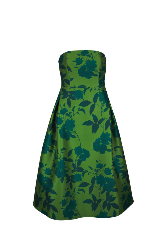 Sachin + Babi Shay Empress Green Roses Strapless Dress