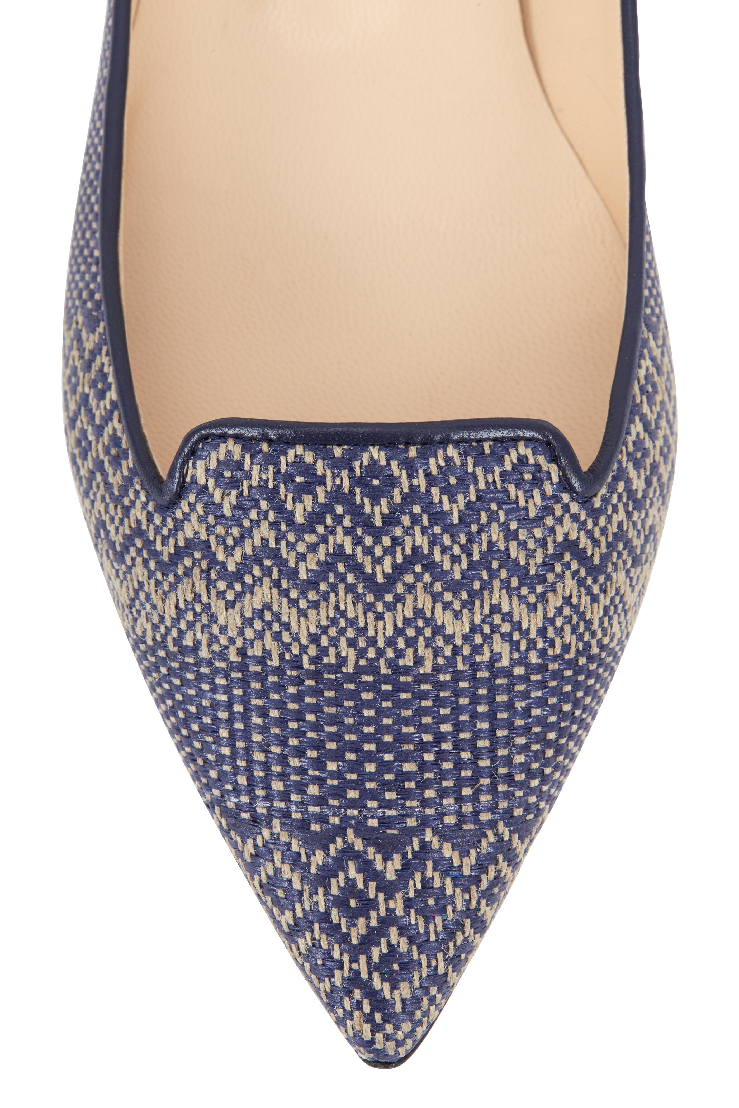 Jimmy Choo - Attila Navy Blue Woven Fabric Point Toe Flat