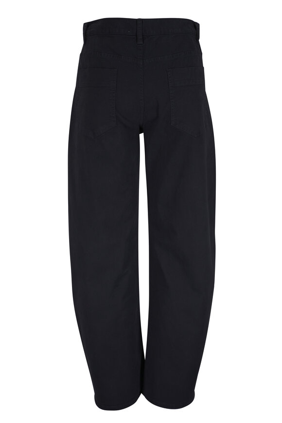 Nili Lotan Tribeca Black Stretch Cotton Barrel Leg Pant - view 3