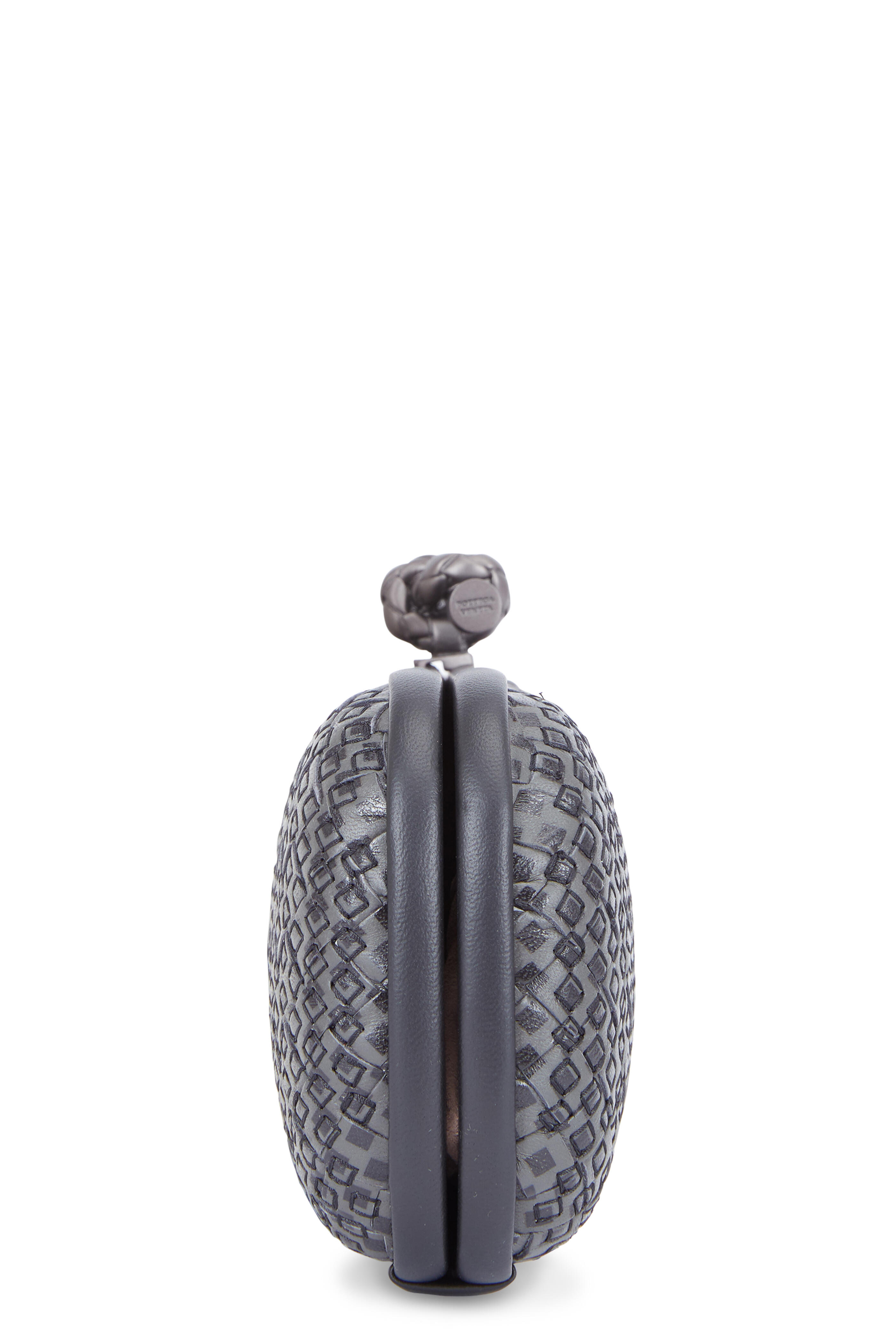 Bottega Veneta Knot Minaudiere Small Clutch Bag in Gray