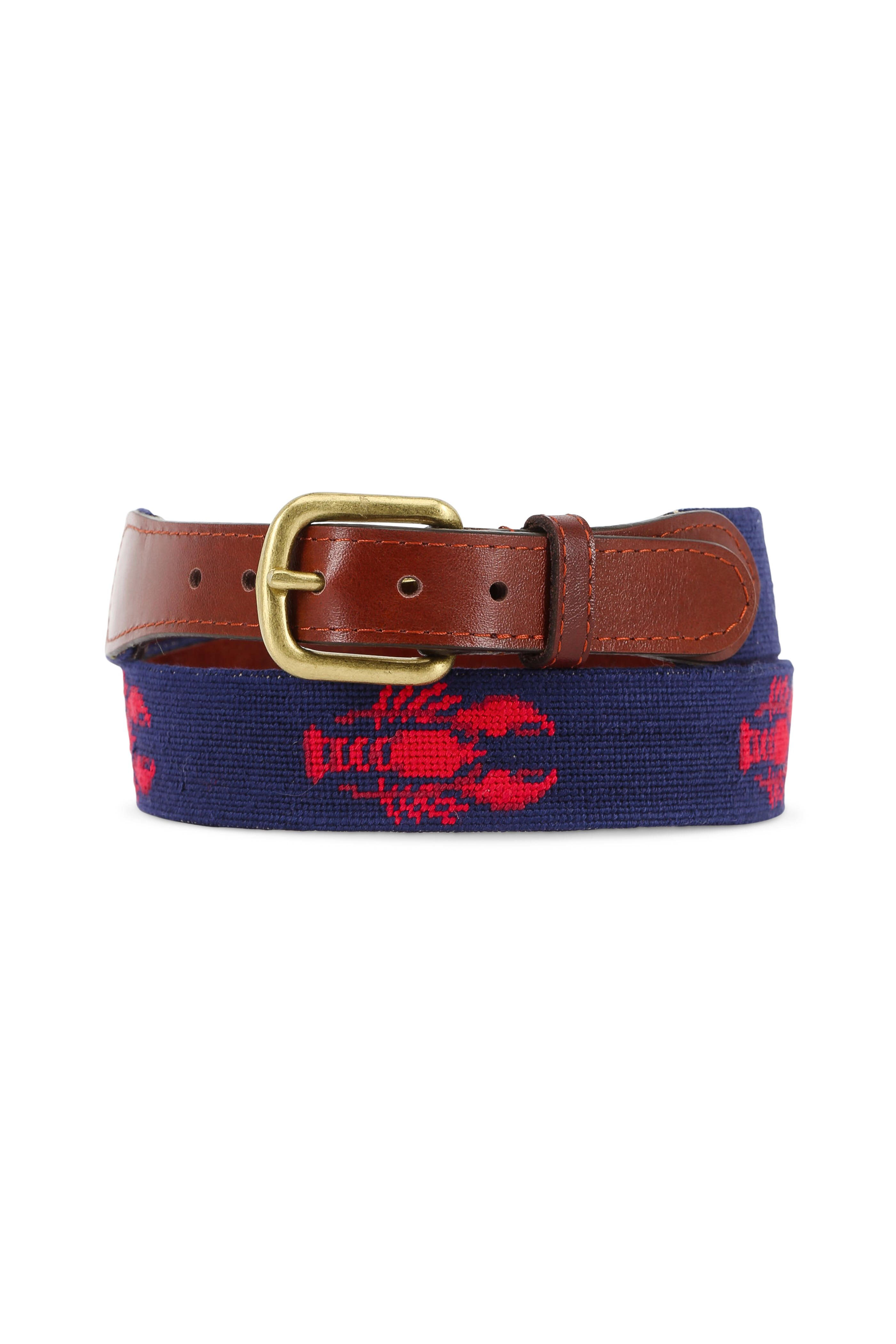 Smathers & Branson Navy Blue Lobster Needlepoint Belt