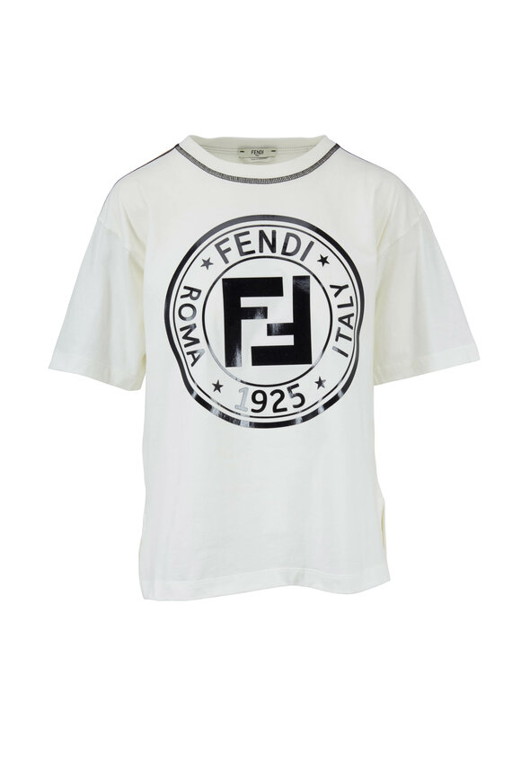 Fendi White Logo-Taped Short Sleeve T-Shirt