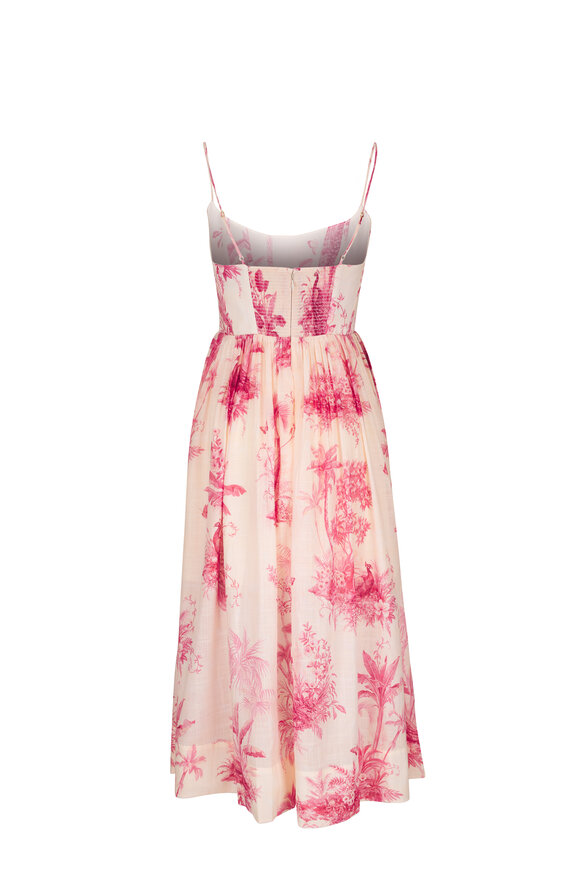 Zimmermann - Waverly Corset Pink Floral Midi Dress