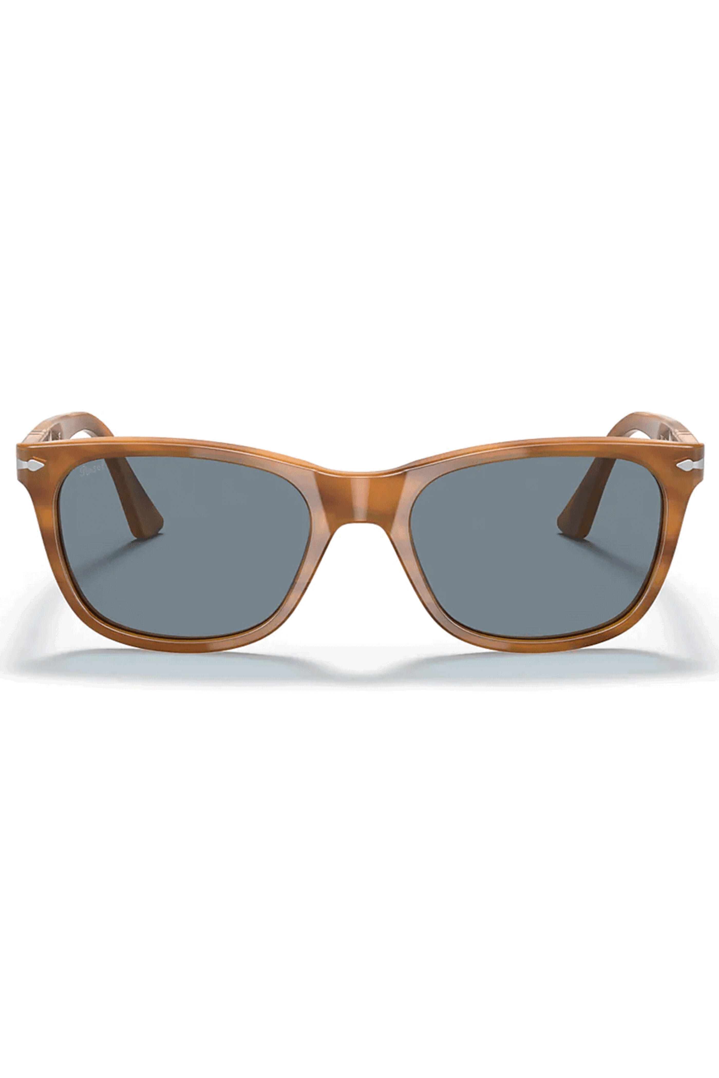 Persol - Striped Brown With Light Blue Lens Sunglasses