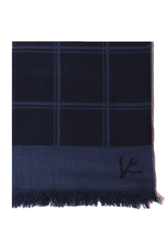 Brunello Cucinelli - Navy, Brown & Gray Striped Cashmere Scarf