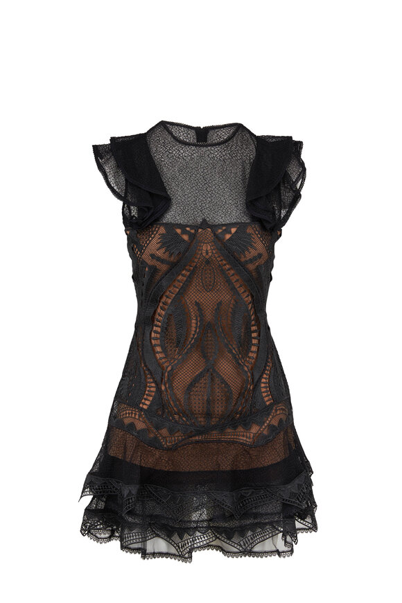 Jonathan Simkhai - Black & Nude Lace Ruffle Dress