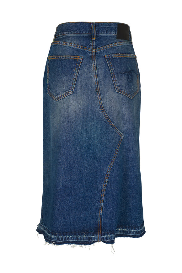 R13 - Jesse Garnet Blue Distressed Denim Skirt 