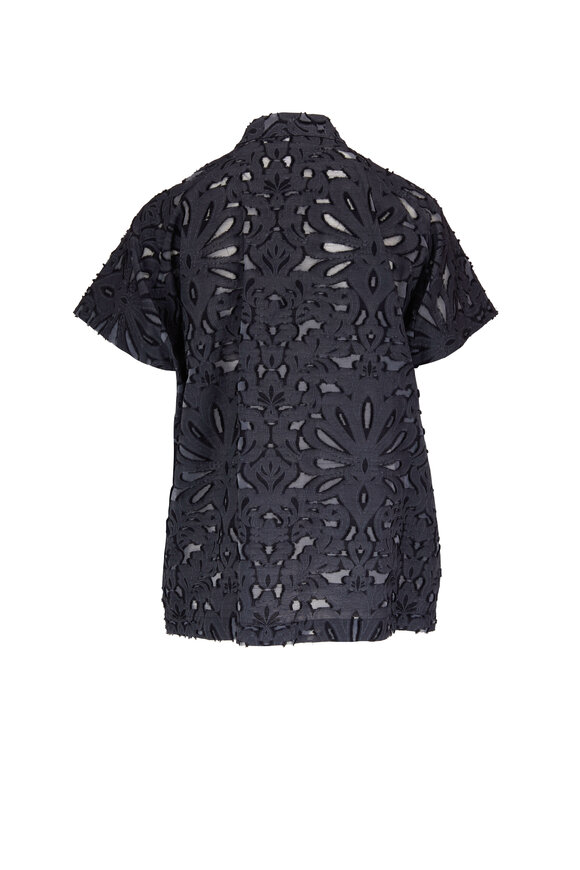 Zero + Maria Cornejo - Saban Black Damask Lace Blouse 