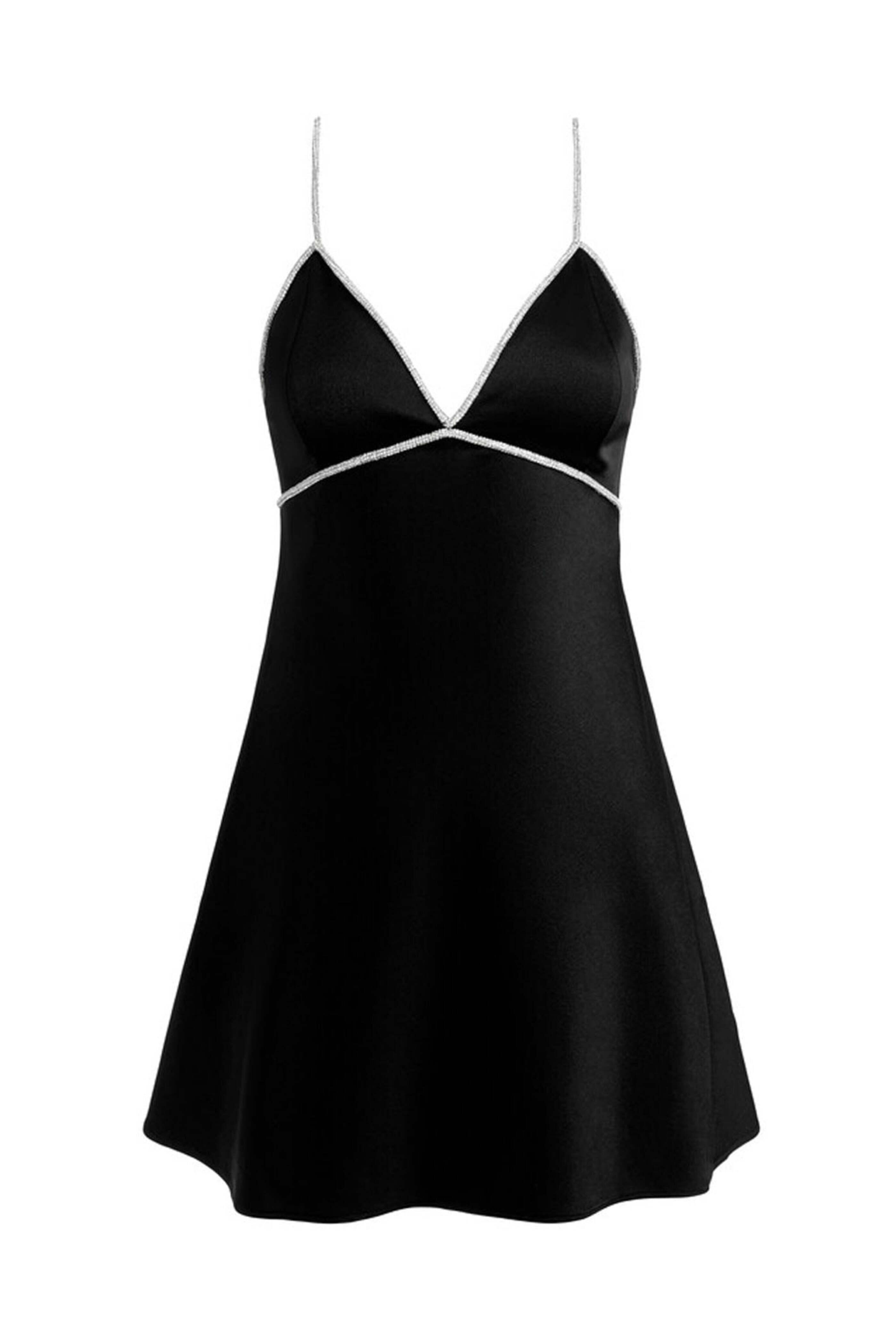 Alice & Olivia - Black Crystal V Neck Julienne Mini Dress