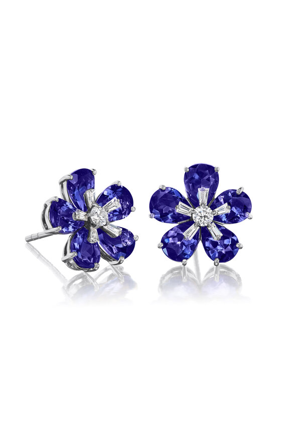 Nam Cho 18-Karat Tanzanite and Diamond Wildflower Earrings